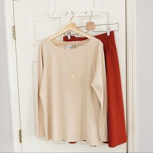 JUNAROSE | NWT Organic Cotton Rib Boat Neck Top